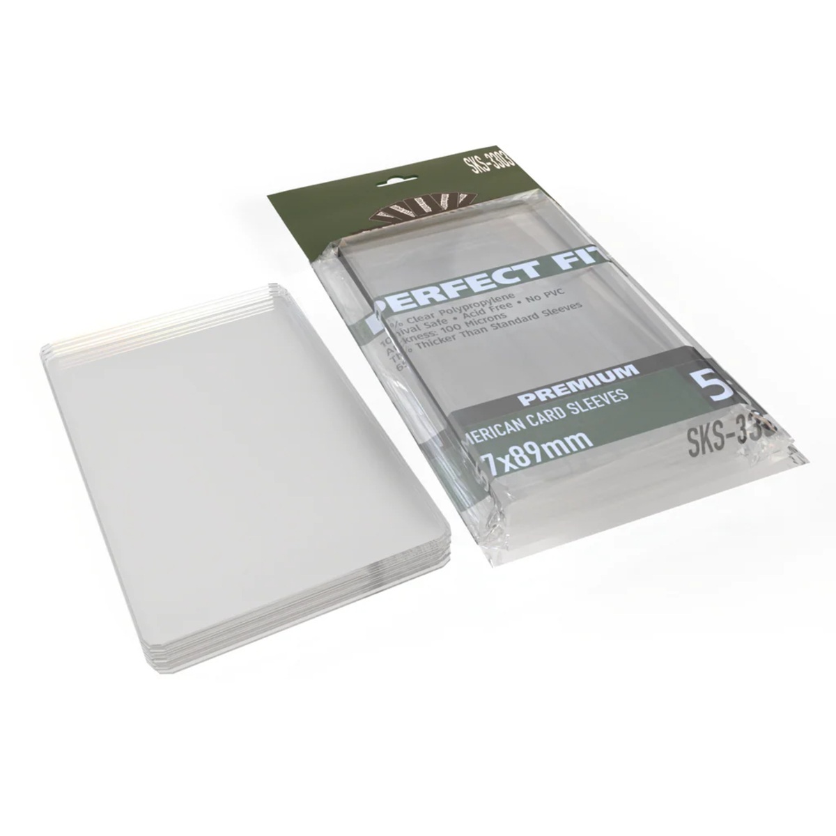 [3303] Perfect Fit Premium American Card Sleeves (57x89mm) 55 Pack, 100 Microns