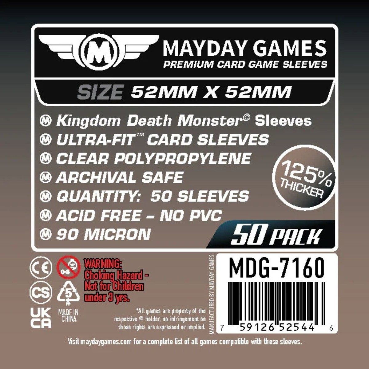 [7160] Premium Kingdom Death Monster Card Sleeves (50 pack) 52 x 52mm