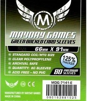 [7141E] Card game Sleeves (Pack of 80) 66 x 91 mm (Green Backed)