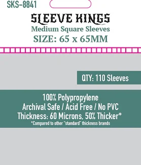 [8841] Medium Square Card Sleeves (65x65mm) 110 Pack - 60 Microns - SKS-8841