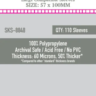 [8848] Kingdom Death Gambler's Chest Compatible Large Sleeves (57x100mm) 110 Pack - 60 Micron - SKS-8848